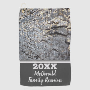 Family Reunion Snakeskin Pattern Grey Mosaic Golf Towel