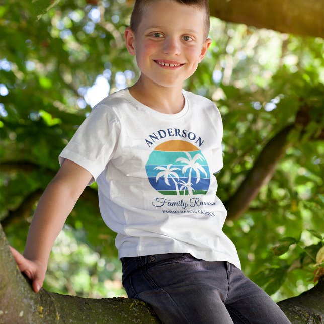 Family Reunion Summer Beach Palm Trees Boys T-Shirt (Choose from several styles and sizes.)