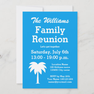 Family reunion summer party palm tree invitations