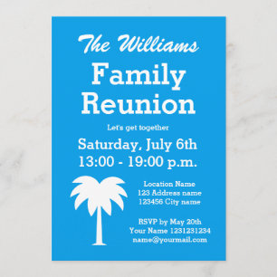 Family reunion summer party palm tree invitations