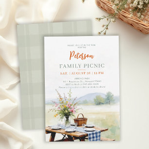 Family Reunion Summer Picnic Elegant Watercolor Invitation