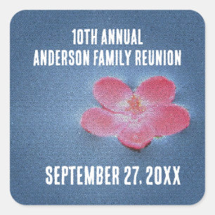 Family Reunion Summer Picnic Pink Flower Photo Square Sticker