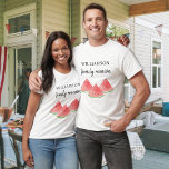Family Reunion Summmer T-Shirt<br><div class="desc">This Family Reunion T-shirt is decorated with watercolor summer watermelons.
Easily customizable.
Use the Design Tool to change the text size, style, or colour.
As we create our artwork you won't find this exact image from other designers.
Original Watercolor © Michele Davies.</div>