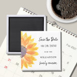 Family Reunion Sunflower Save The Date  Magnet<br><div class="desc">Ask your family to save the date for their Family Reunion with this simple sunflower save the date magnet. It features a watercolor sunflower in shades of yellow and orange. Easily customizable. Because we create our own artwork you won't find this exact image from other designers. Original Watercolor © Michele...</div>