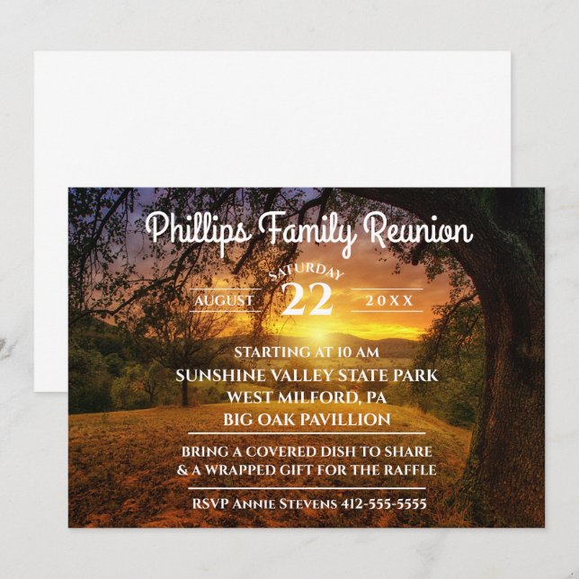 Family Reunion Sunrise Photo Invitation (Front/Back)