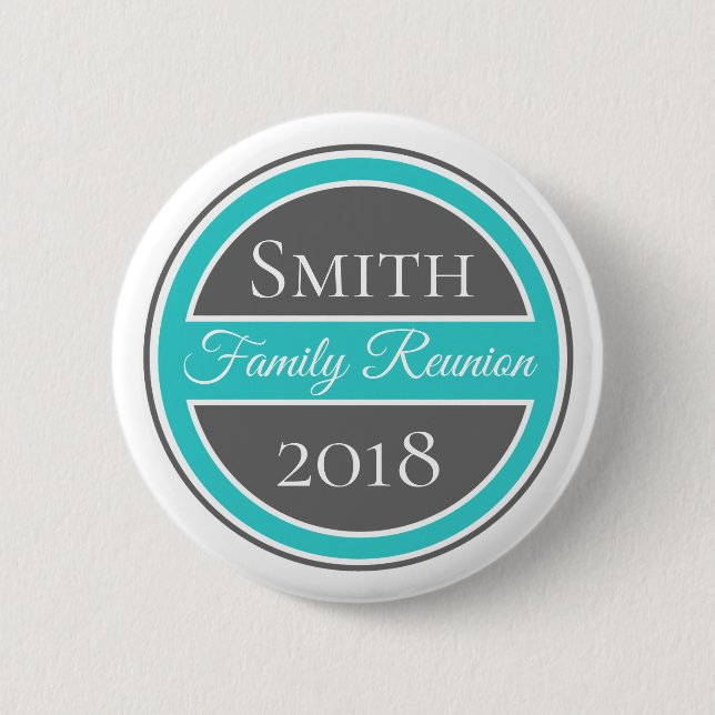 Family Reunion Teal and Grey 2 Inch Round Button (Front)