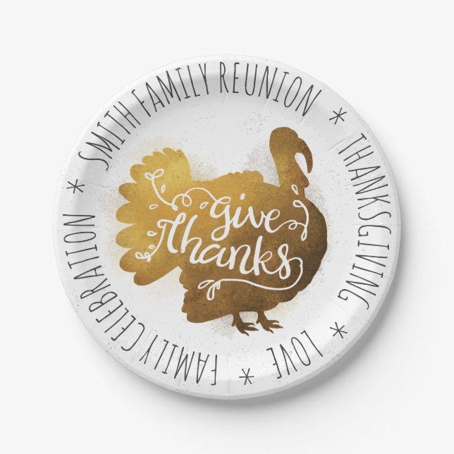Family Reunion Thanksgiving Celebration. Custom. Paper Plate (Front)