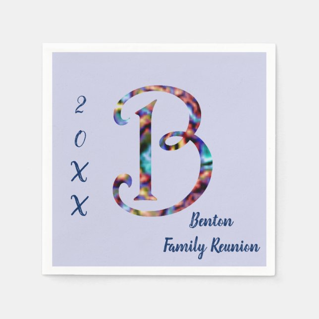 Family Reunion Tie-dye Letter B Monogram Gathering Napkin (Front)