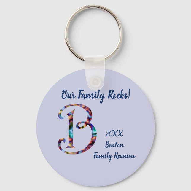 Family Reunion Tie-dye Letter B Monogram Initial Keychain (Front)