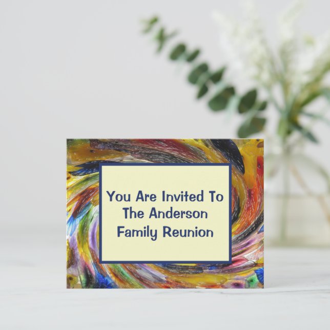 Family Reunion Tie Dye Swirled Event Invitation Postcard (Standing Front)