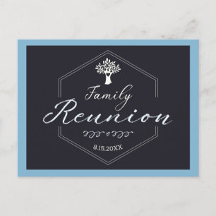 Family Reunion Tree Invitation Blue Modern Postcard