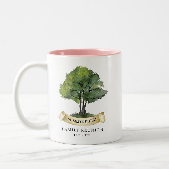 Family Reunion Tree Keepsake Name Personalized Two-Tone Coffee Mug (Left)