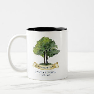 Family Reunion Tree Keepsake Watercolor Custom Two-Tone Coffee Mug
