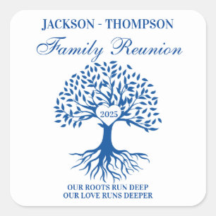 Family reunion tree square sticker
