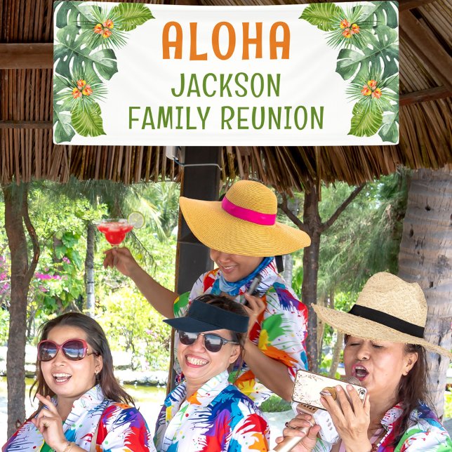 Family Reunion Tropical Palm Aloha Luau Banner (Creator Uploaded)