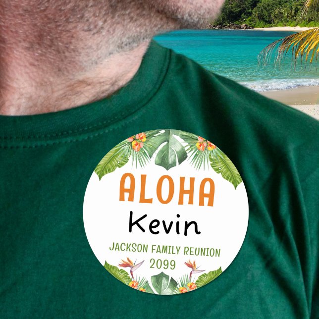 Family Reunion Tropical Palm Aloha Name Tag (Creator Uploaded)