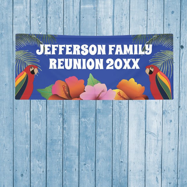 Family Reunion Tropical Palms and Parrots Banner (Creator Uploaded)