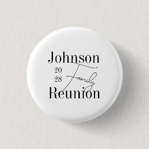 Family Reunion Typography Black White Keepsake 1 Inch Round Button