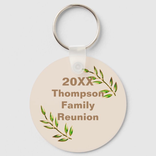 Family Reunion Vibrant Green Tree Branch Keepsake Keychain (Front)