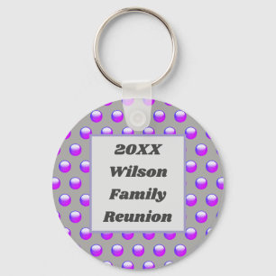 Family Reunion Vibrant Purple Polka Dot Keepsake Keychain
