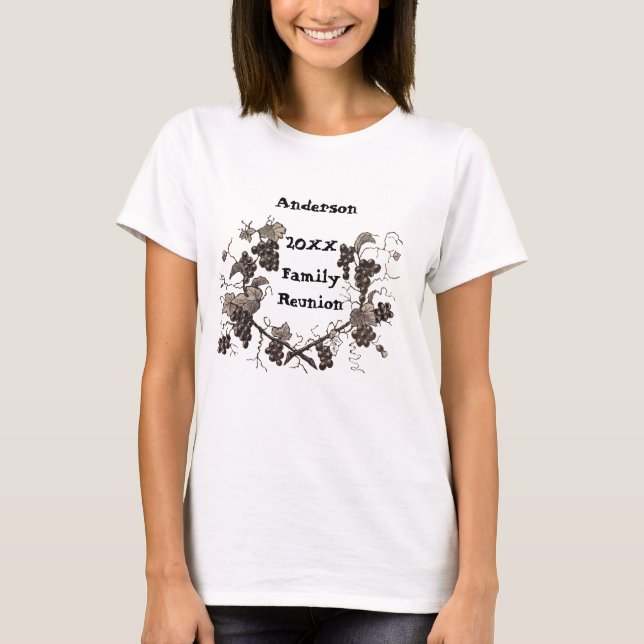 Family Reunion Vintage Grape Vine Frame Event T-Shirt (Front)