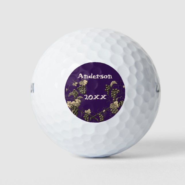 Family Reunion Vintage Grape Vines Celebration Golf Balls (Front)