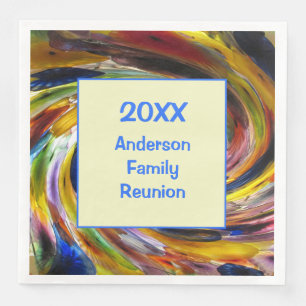 Family Reunion Vivid Tie Dye Swirl Abstract Event Napkin