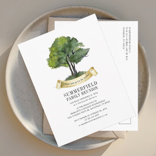 Family Reunion Watercolor Genealogy Tree Invitation Postcard