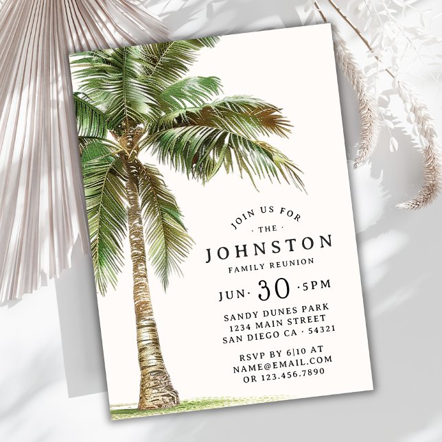 Family Reunion Watercolor Palm Tree Beach Party  Invitation (Creator Uploaded)