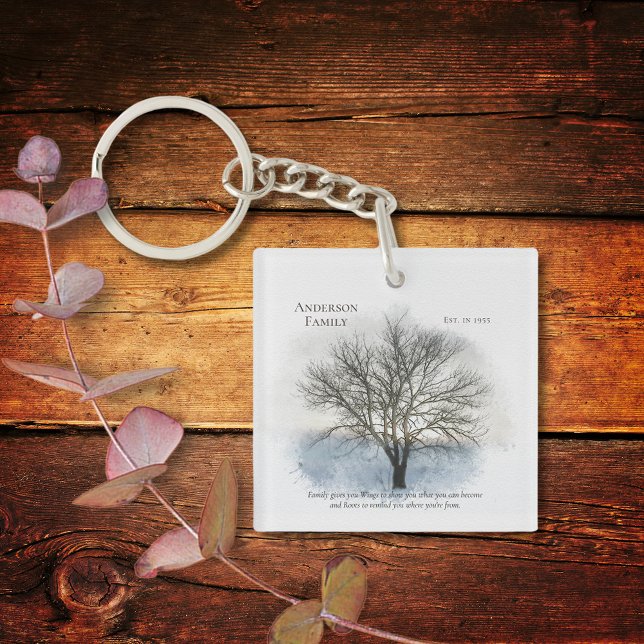 Family Reunion Watercolor Tree Party Favours Keychain (Creator Uploaded)