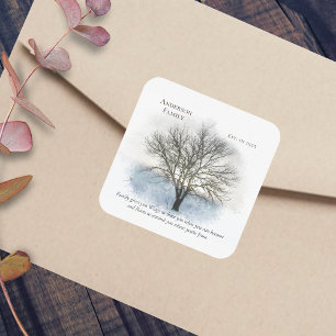 Family Reunion Watercolor Tree Square Sticker