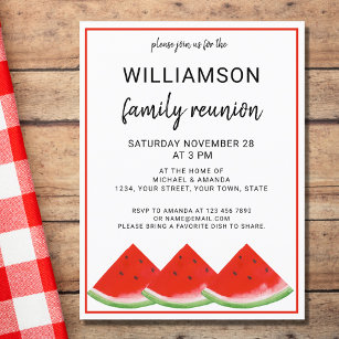Family Reunion Watermelon Summer Party Announcement Postcard