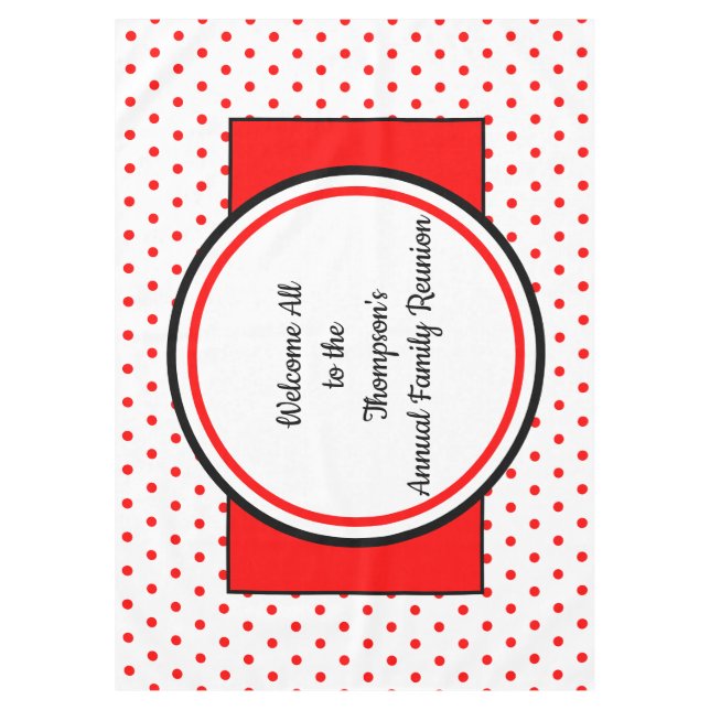 Family Reunion White Red Polka Dots Tablecloth (Front)