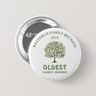 Family Reunion Woodland Tree Oldest Member Award 2 Inch Round Button