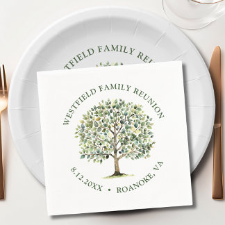 Family Reunion Woodland Watercolor Tree Napkin