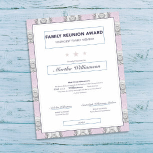 Family Reunion Youngest Award Pink Crest