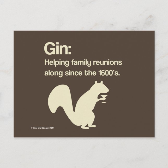 Family Reunions and Gin postcard (Front)