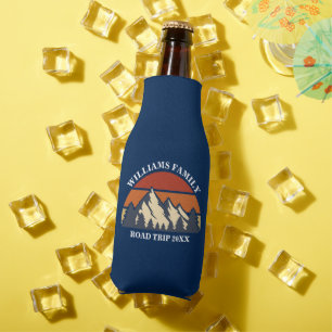 Family Road Trip Mountains Sunset Custom Reunion Bottle Cooler