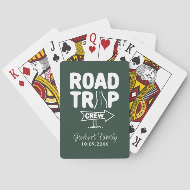 Family Road Trip Typography Custom Name Playing Cards (Back)