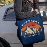 Family Road Trip Vacation Mountains Custom Reunion Tote Bag<br><div class="desc">This awesome sunset over rocky mountains in nature makes a great image for a family reunion tote bag for a road trip or summer vacation. Commemorate your event by coordinating these bags with matching t-shirt gifts in our collection for mom, dad, brother and sister. Just add your own name and...</div>