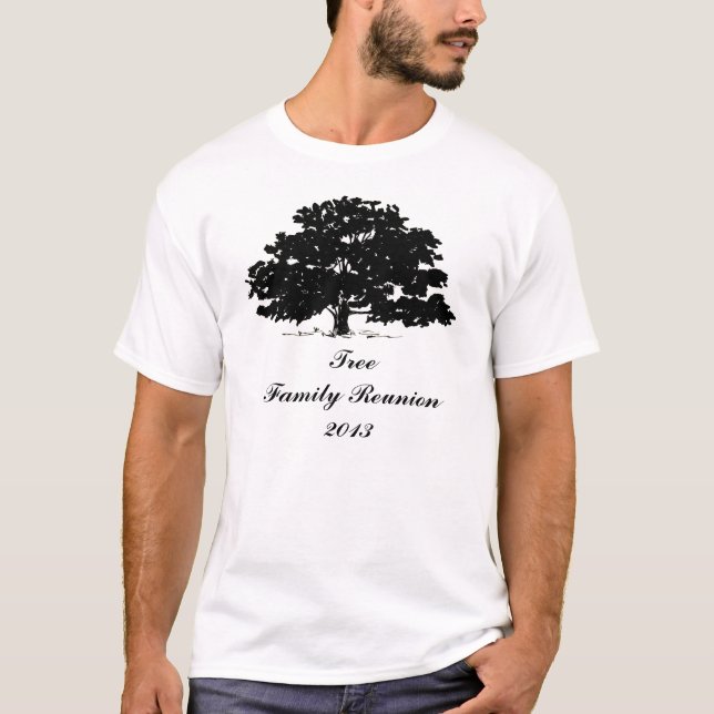 Family Roots: Customizable Oak Tree Reunion T-Shirt (Front)