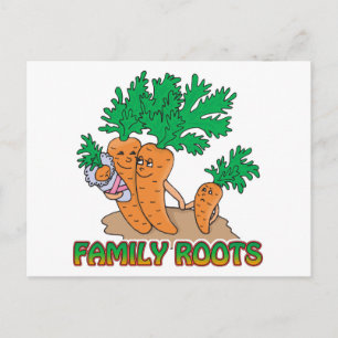 family roots cute carrot family cartoon postcard