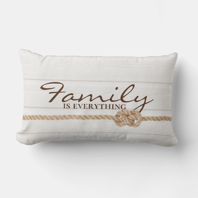Family Rope Knot On Whitewashed Wood Lumbar Pillow (Front)