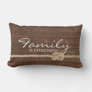 Family Rope Knot On Wood Lumbar Pillow