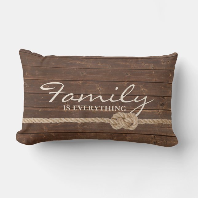 Family Rope Knot On Wood Lumbar Pillow (Front)