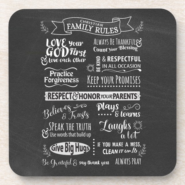 Family Rules - Christian values to live together Coaster (Front)