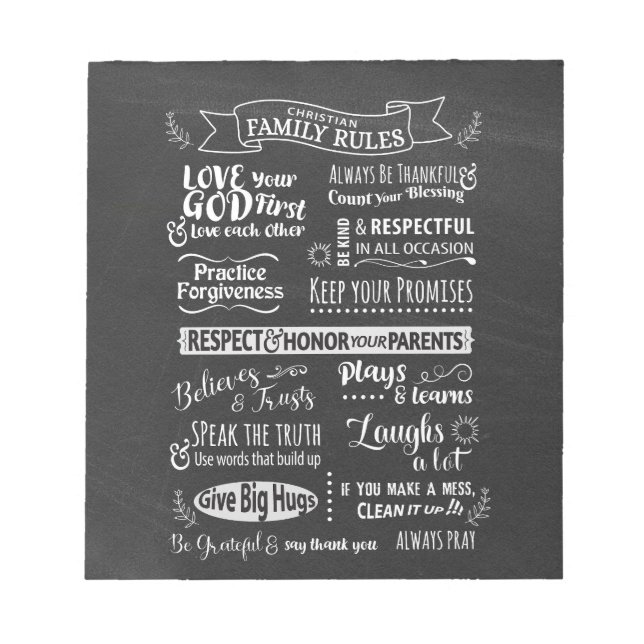 Family Rules - Christian values to live together Notepad (Front)