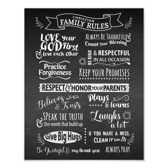 Family Rules - Christian values to live together Photo Print (Front)