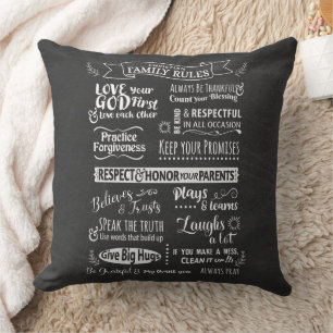 Family Rules - Christian values to live together Throw Pillow