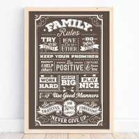 Family Rules Fun House Rules Typography Poster
